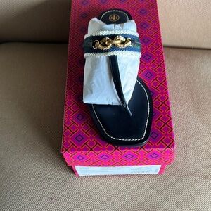 Tory Burch Black and Gold Women's Sandals
